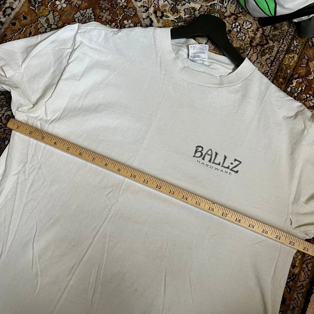 Vintage 1995 Ballz Longboards T-Shirt XL White Tultex Cotton Surf Skate 90s - Picture 4 of 7